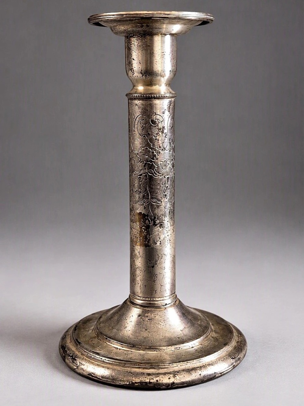 Antique Barbour Silver Co. silver-plated candlestick, pattern 9228, American, ci